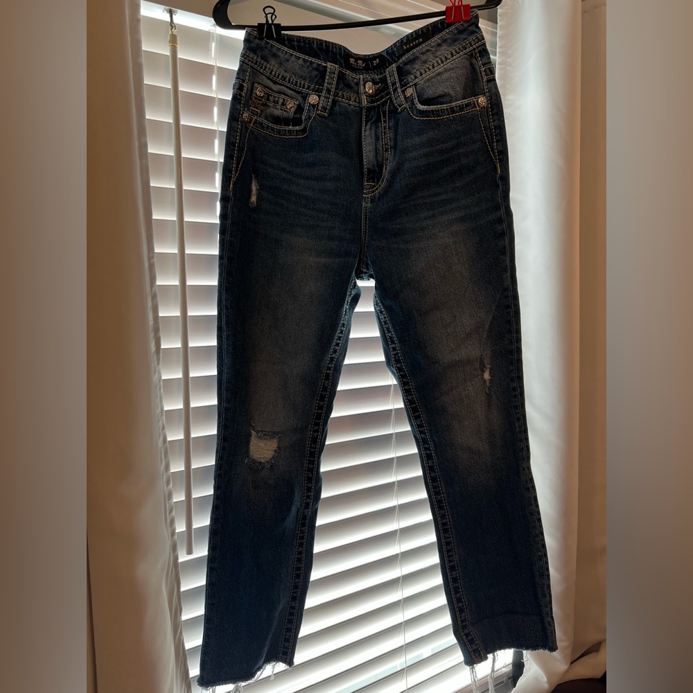 Miss Me High-Rise Crop Straight Jeans - Dark Blue